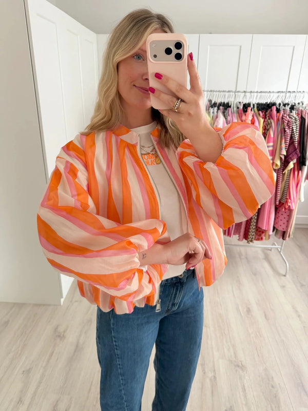 Eva Striped Bomber Jacket