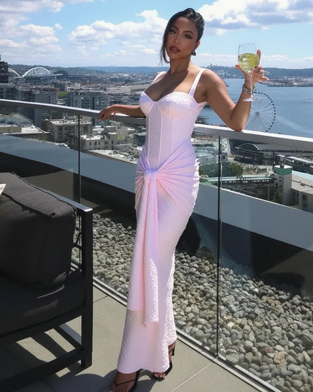 Vestido maxi tipo corpete sem mangas Evette