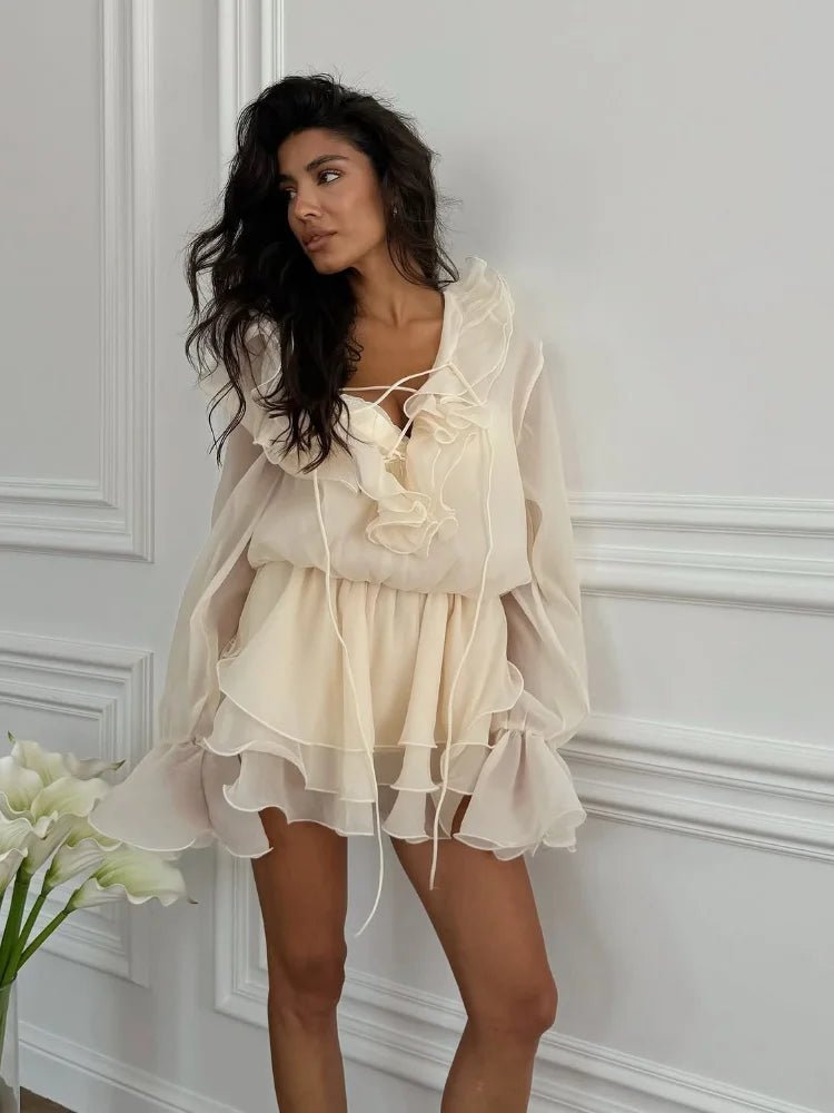 Vestido mini com folhos Fallon