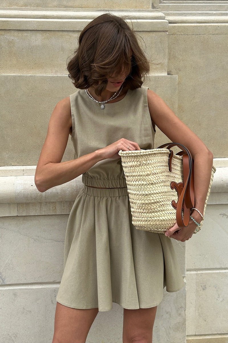 Conjunto Faye de top e saia em algodão e linho