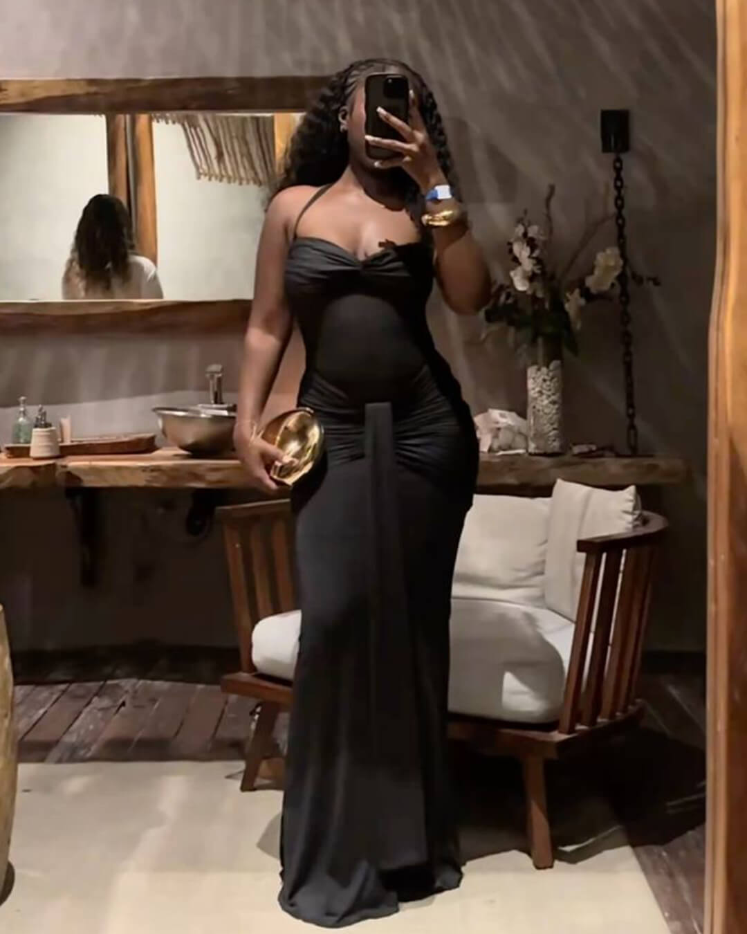 Vestido comprido sem costas Fenella