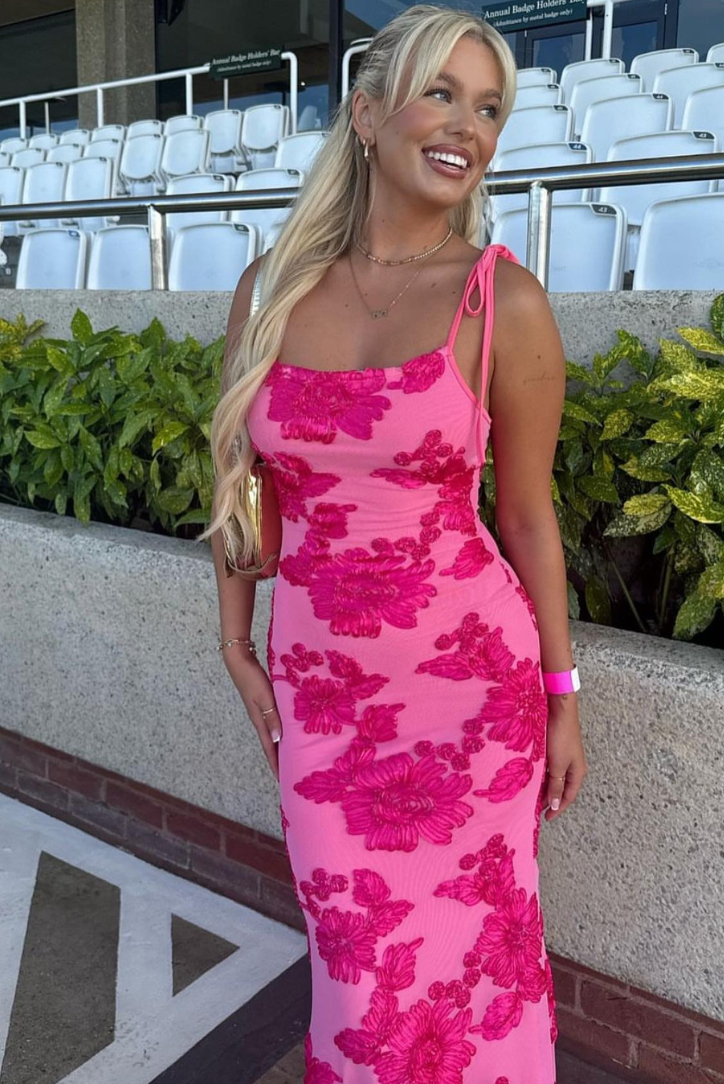 Vestido comprido Fiona sem mangas e com padrão floral