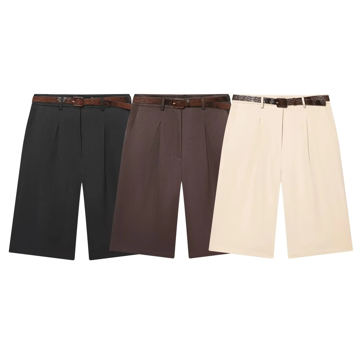 Calções bermudas Florentine de cintura subida com cinto