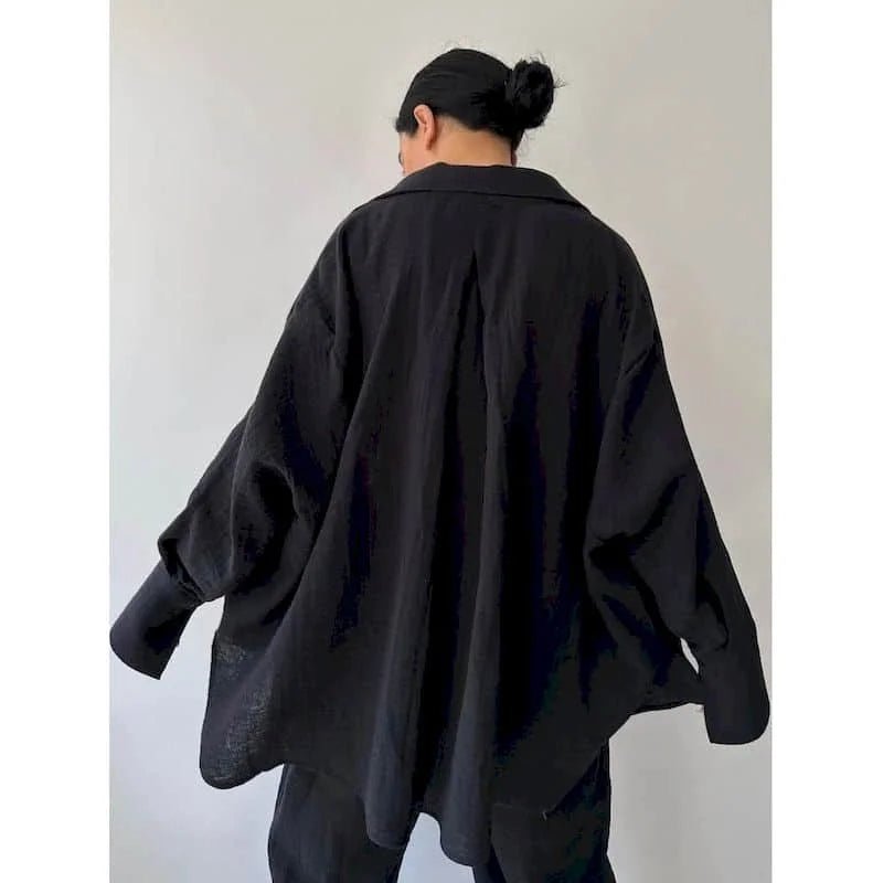 Conjunto Frances de camisola de manga comprida com lapelas e calças
