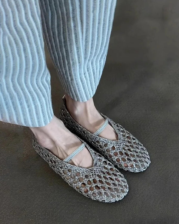 Sapatos rasos entrançados vazados Francesca