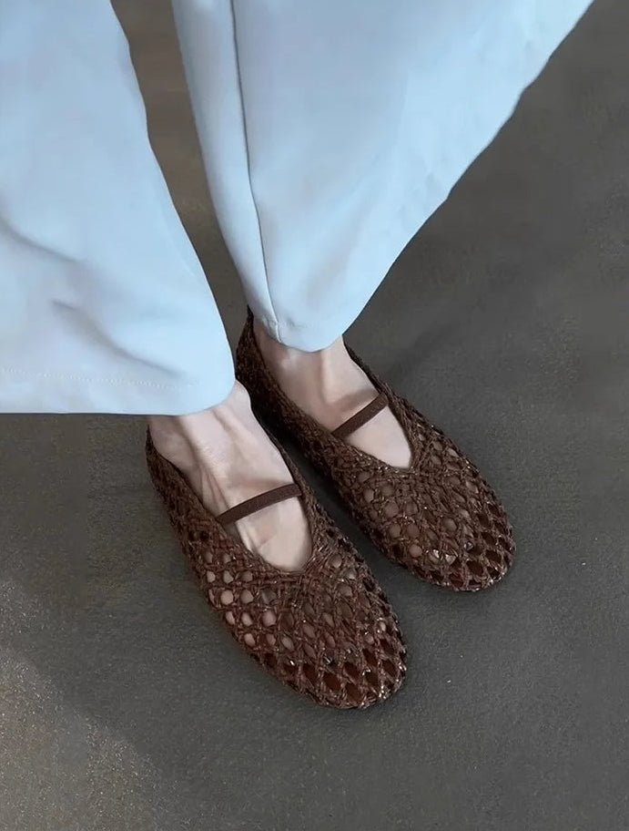 Sapatos rasos entrançados vazados Francesca