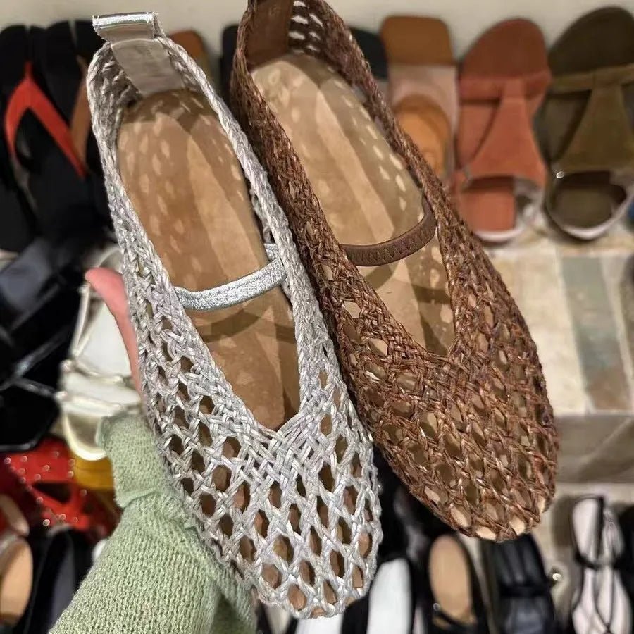 Sapatos rasos entrançados vazados Francesca