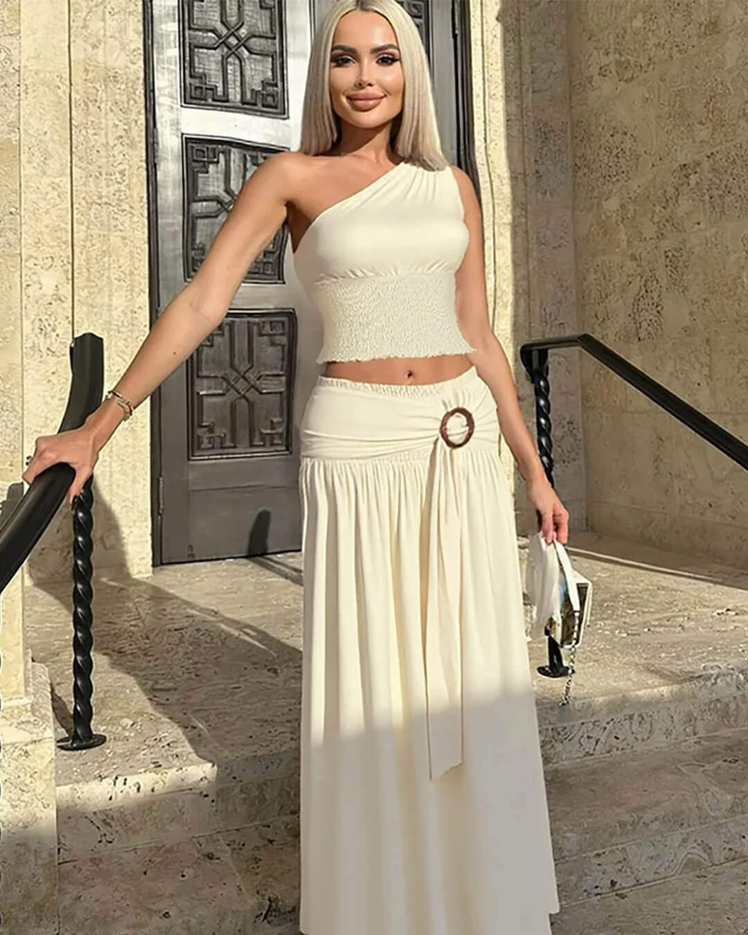 Conjunto Gaia de saia maxi com cinto