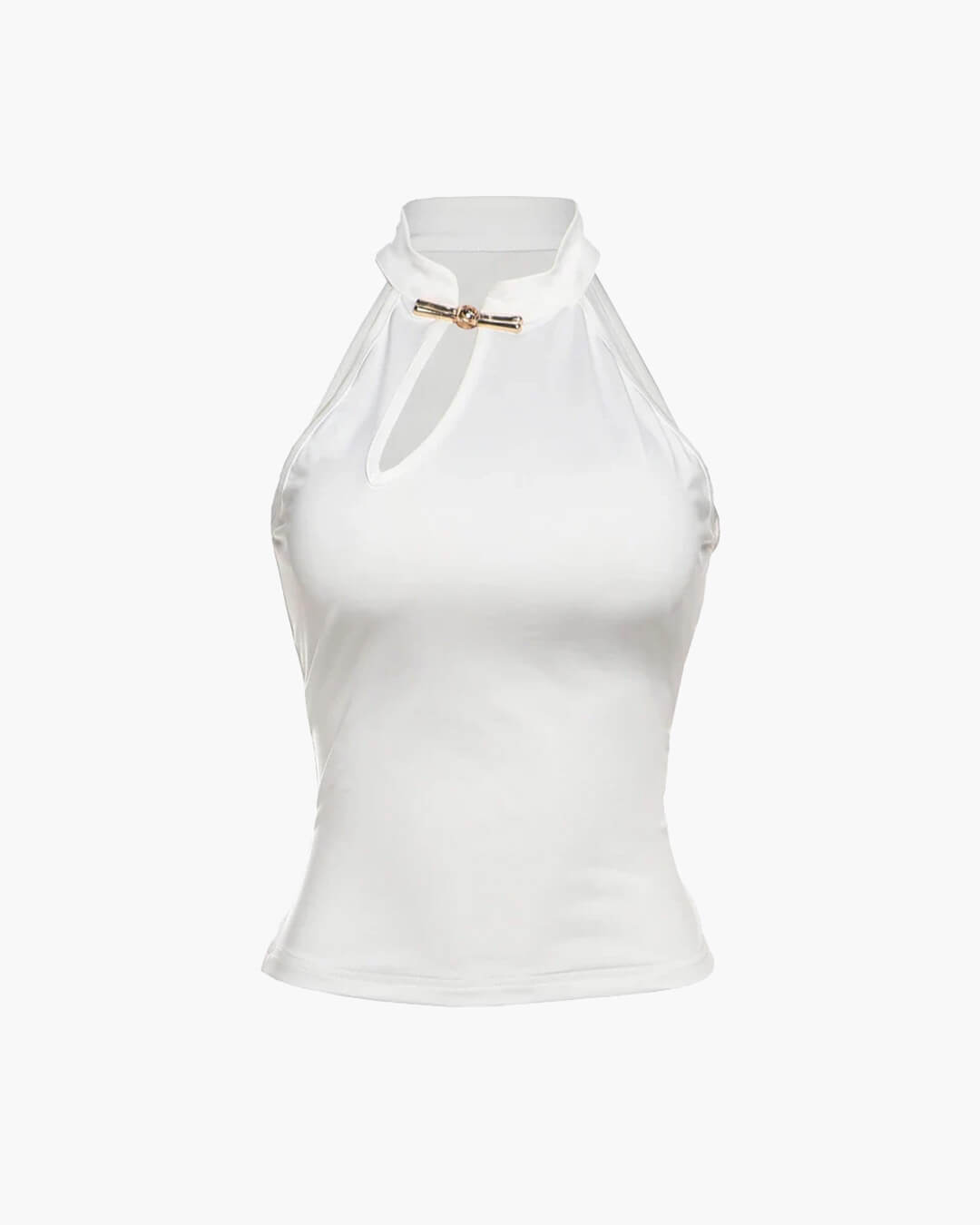 Top curto Gerda com decote halter e recortes