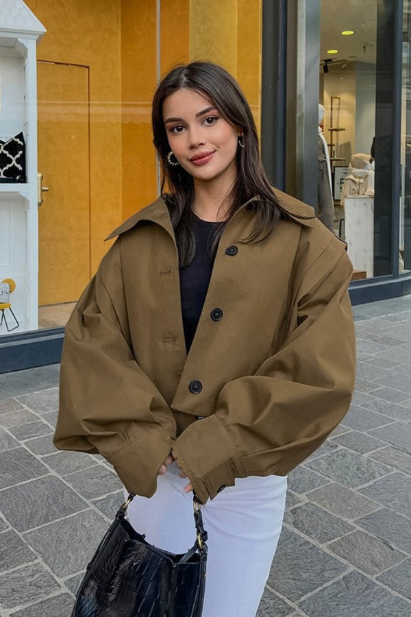Gina Cropped Pleated Utility Jacket
