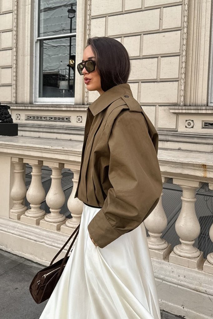Gina Cropped Pleated Utility Jacket