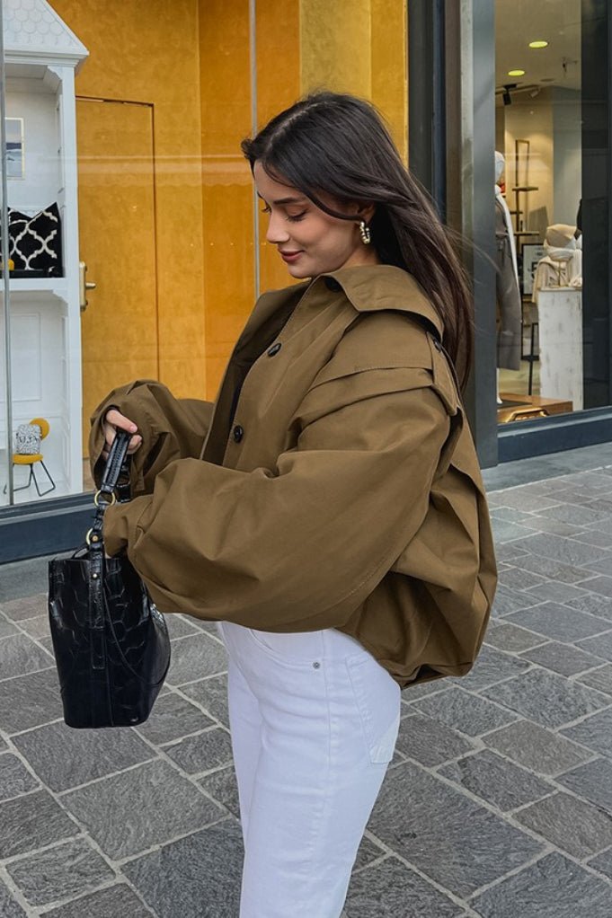 Gina Cropped Pleated Utility Jacket