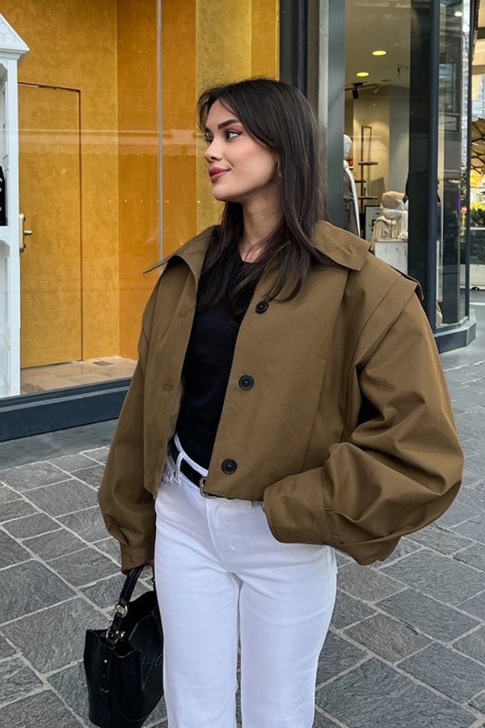 Gina Cropped Pleated Utility Jacket