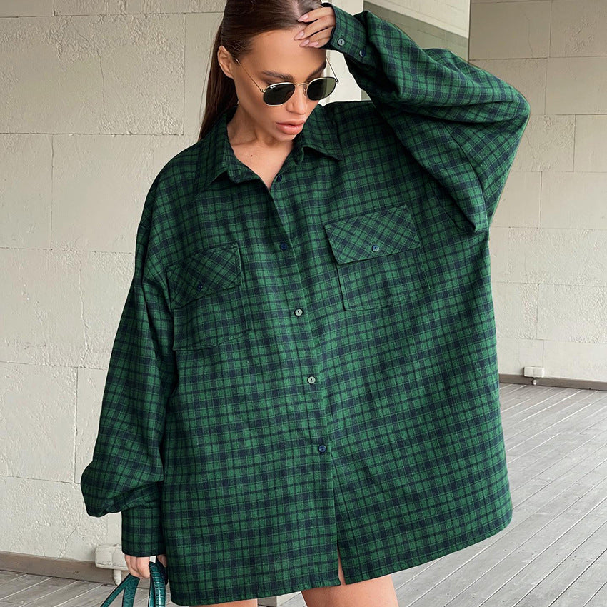 Camisa oversize aos quadrados Kasia