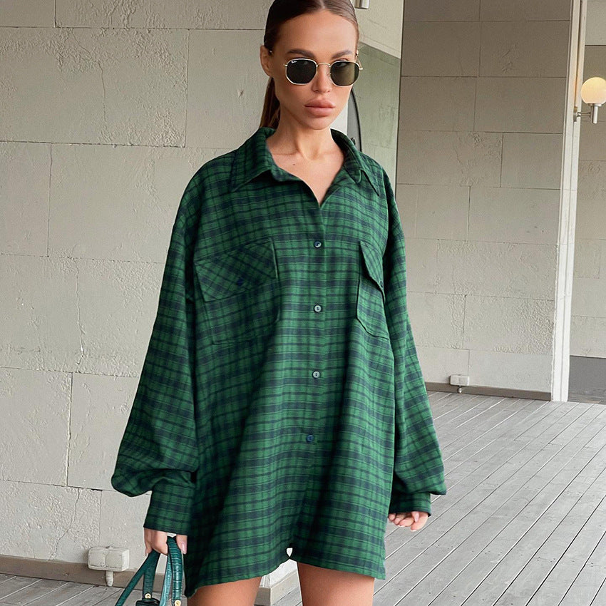 Camisa oversize aos quadrados Kasia