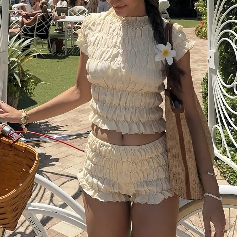 Conjunto curto Hanna com franzido elástico