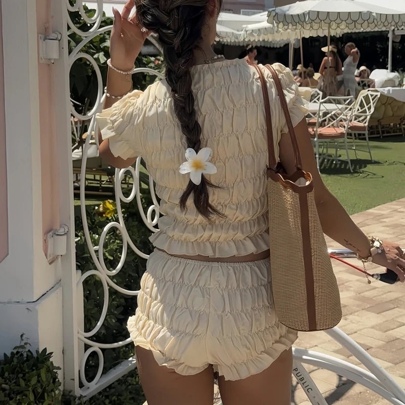 Conjunto curto Hanna com franzido elástico