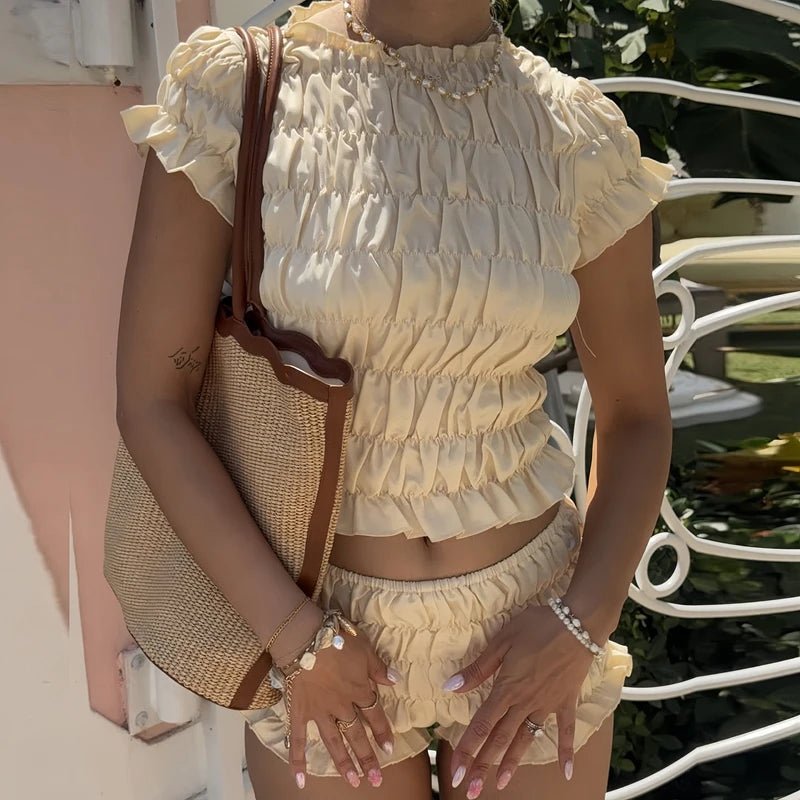 Conjunto curto Hanna com franzido elástico