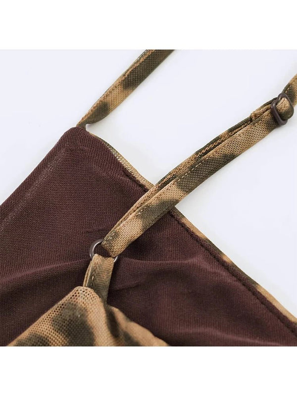 Vestido maxi Natalie de alças com padrão de leopardo