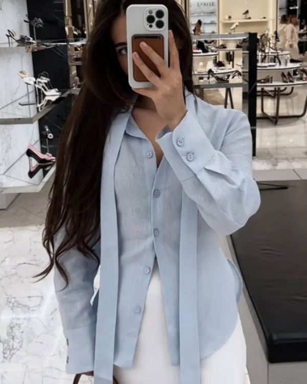 Blusa de mangas compridas com laço atrás Harper