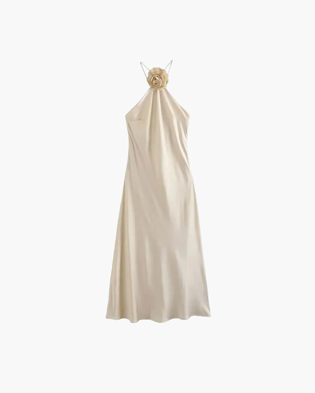 Vestido maxi de cetim com decote halter Harper