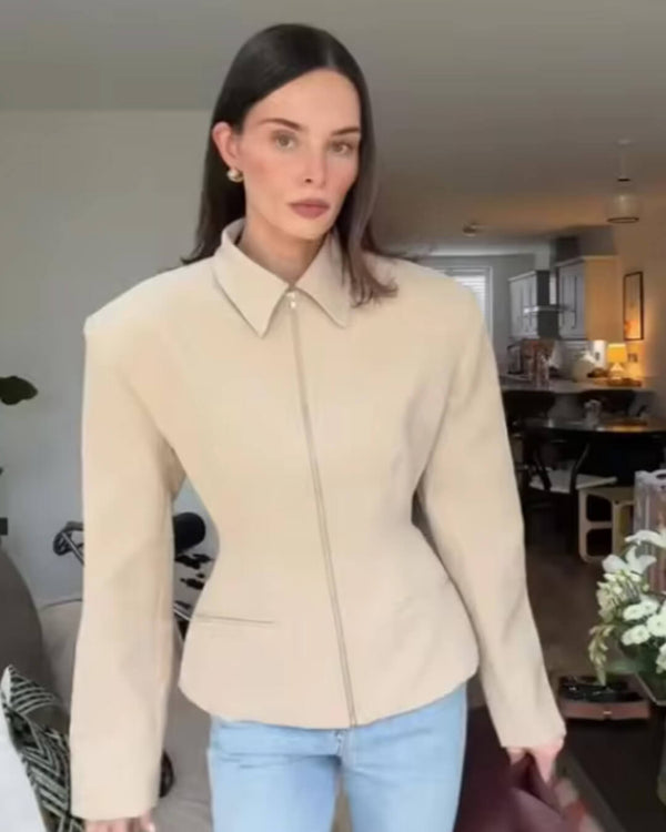 Hazeline Zip-Up Cinched Waist Jacket