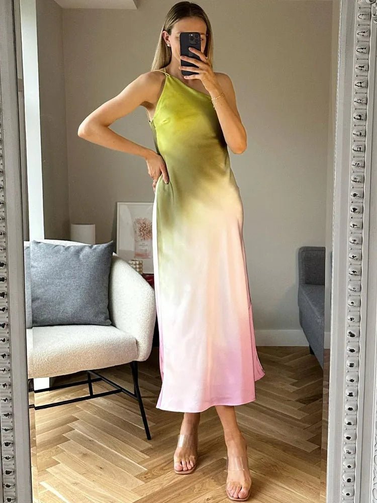 Vestido assimétrico de ombro descoberto Helena