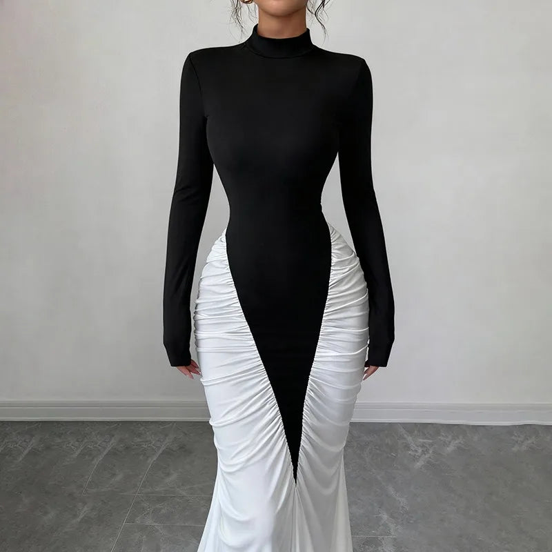 Vestido maxi de gola subida