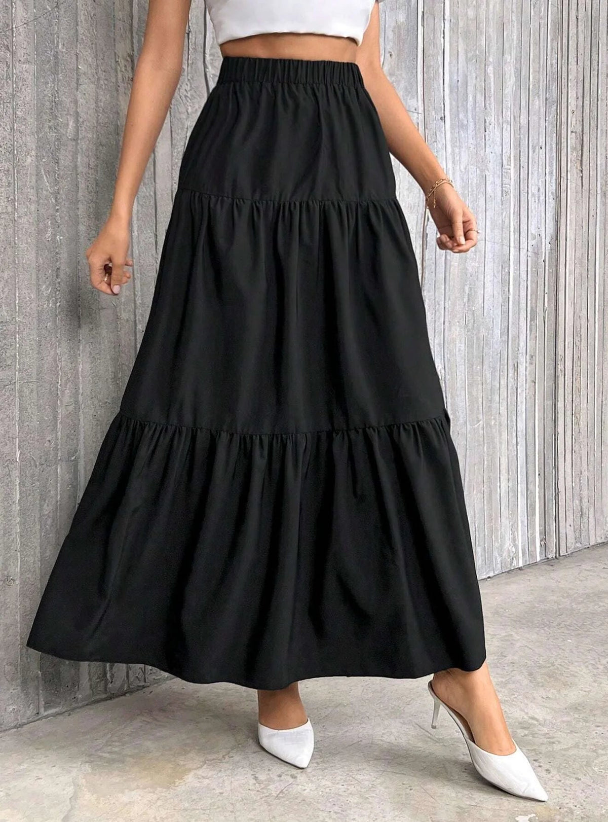Idalia High Waist Flounce Hem A-Line Skirt