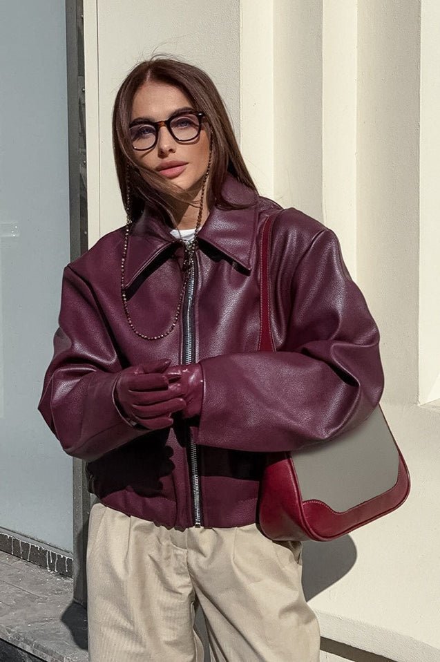 Blusão de moto Ilona em pele sintética mate