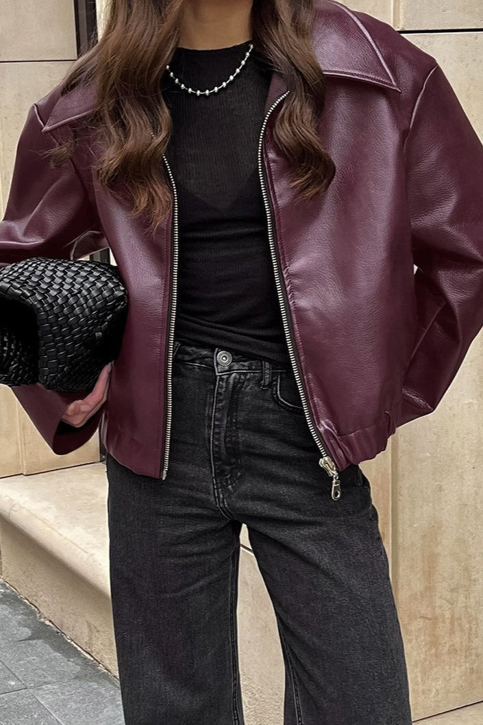 Blusão de moto Ilona em pele sintética mate
