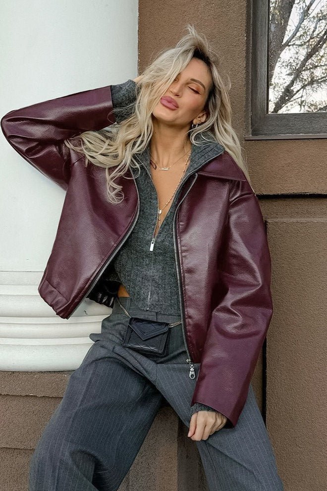 Blusão de moto Ilona em pele sintética mate
