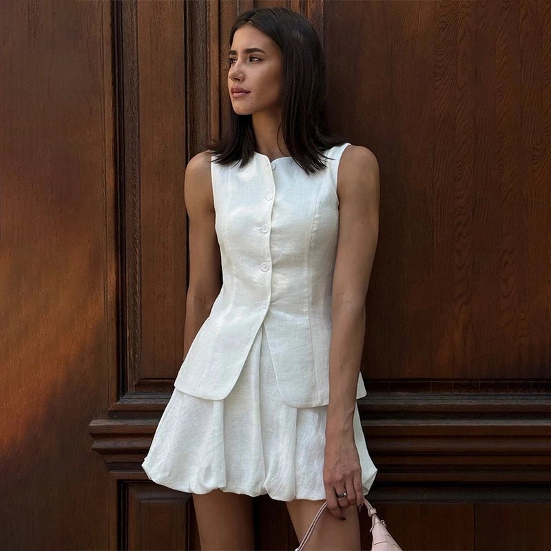 Conjunto elegante de colete e saia Imani
