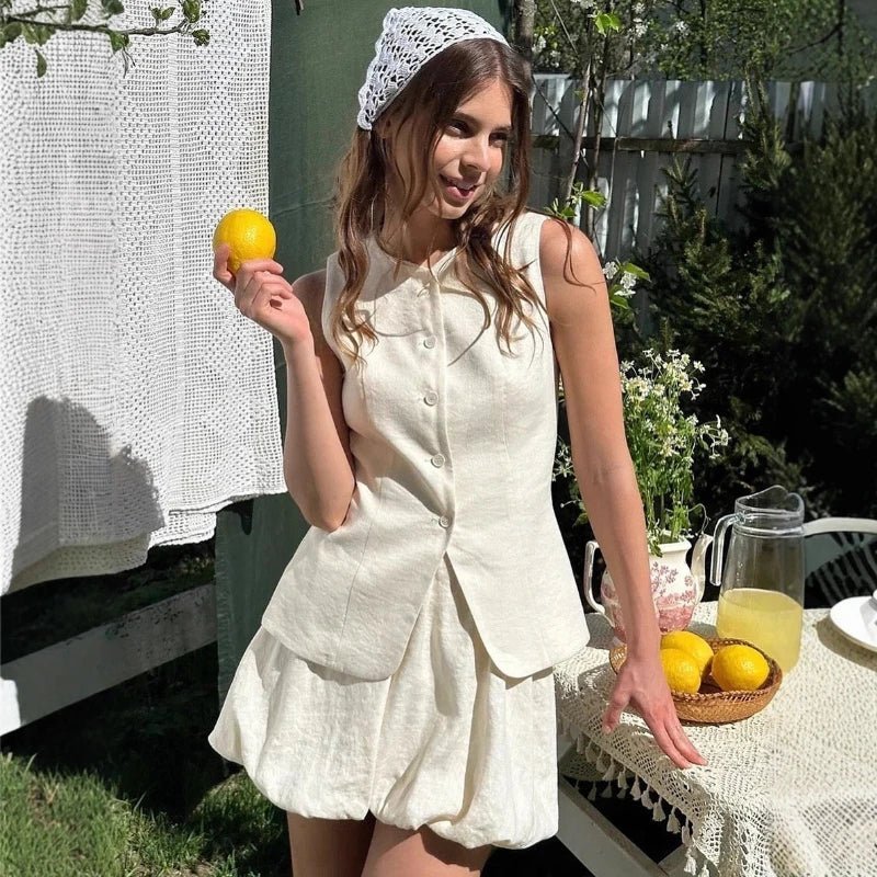 Conjunto elegante de colete e saia Imani