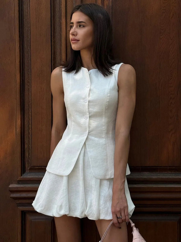 Conjunto elegante de colete e saia Imani