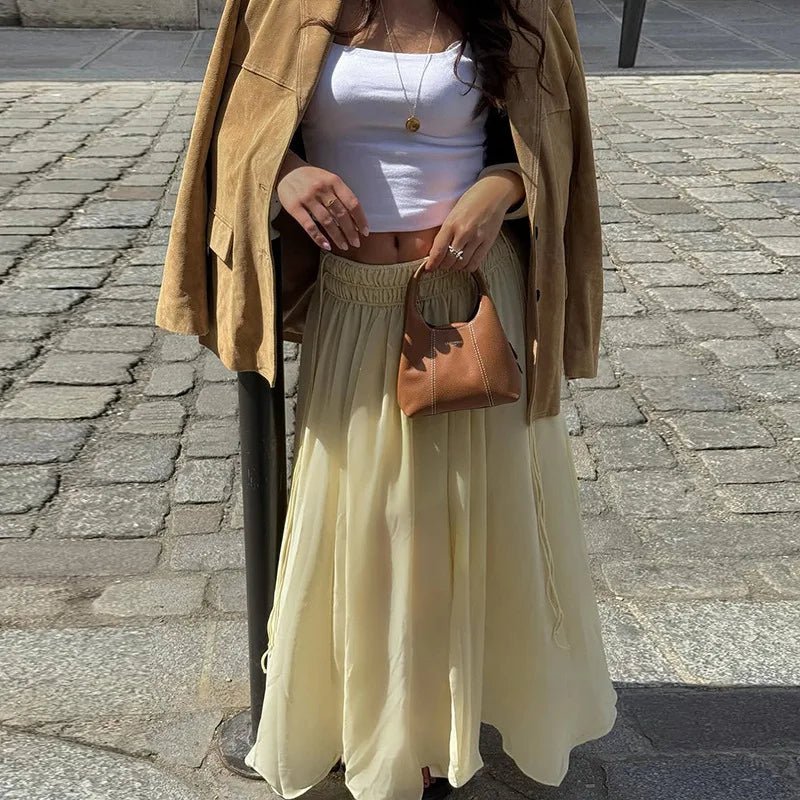 Saia evasé Iris com atilhos