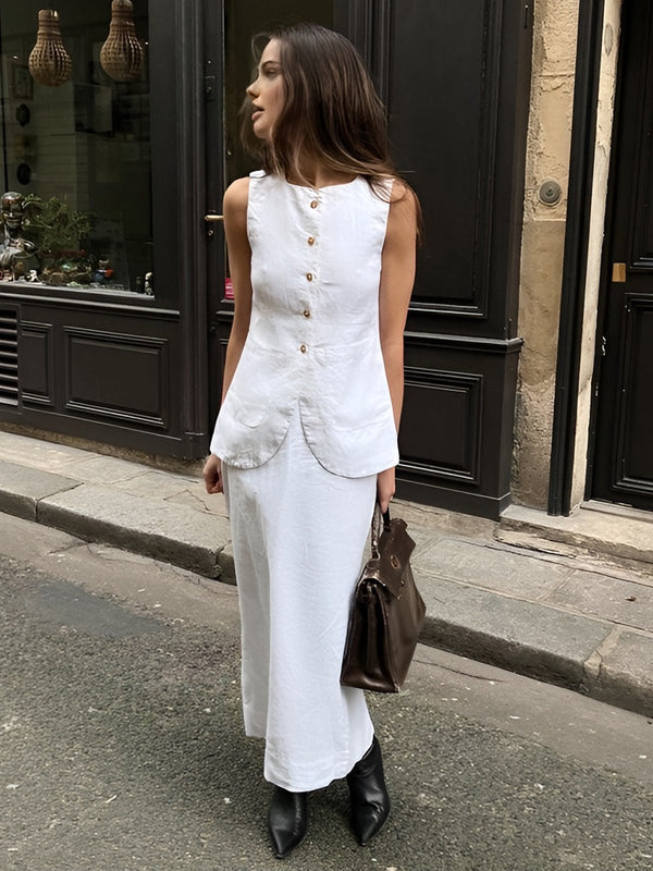 Irma Sleeveless Linen Set