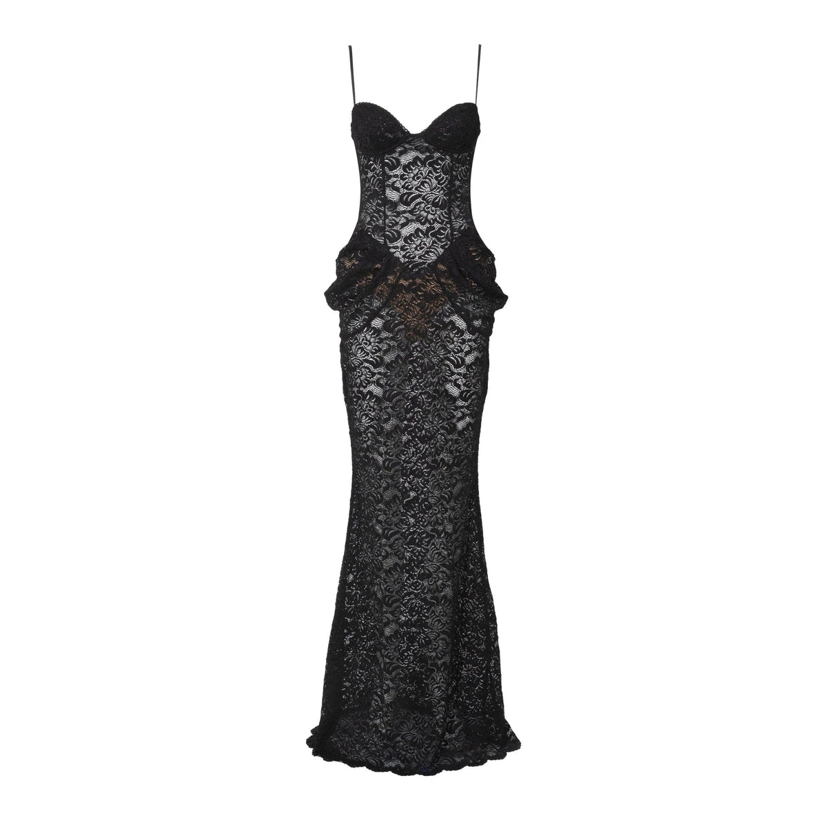 Vestido comprido de renda tipo corpete Isabella