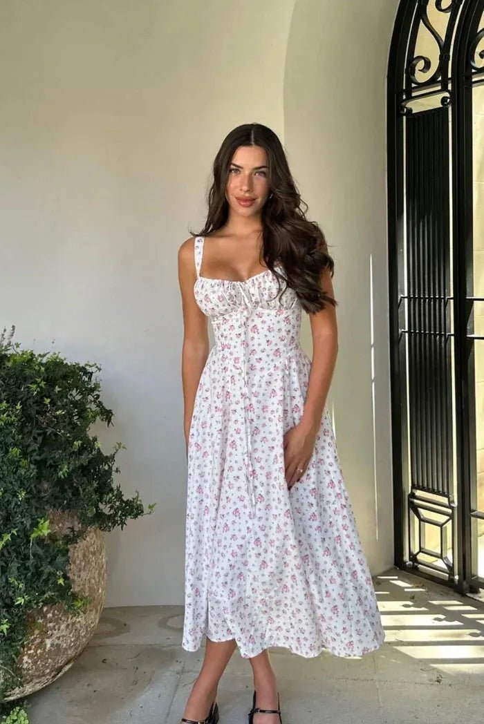 Vestido midi Isabella com corpete