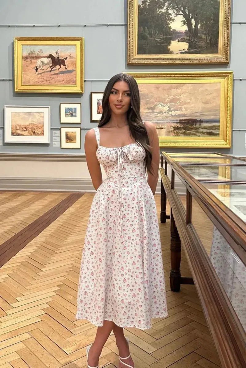 Vestido midi Isabella com corpete