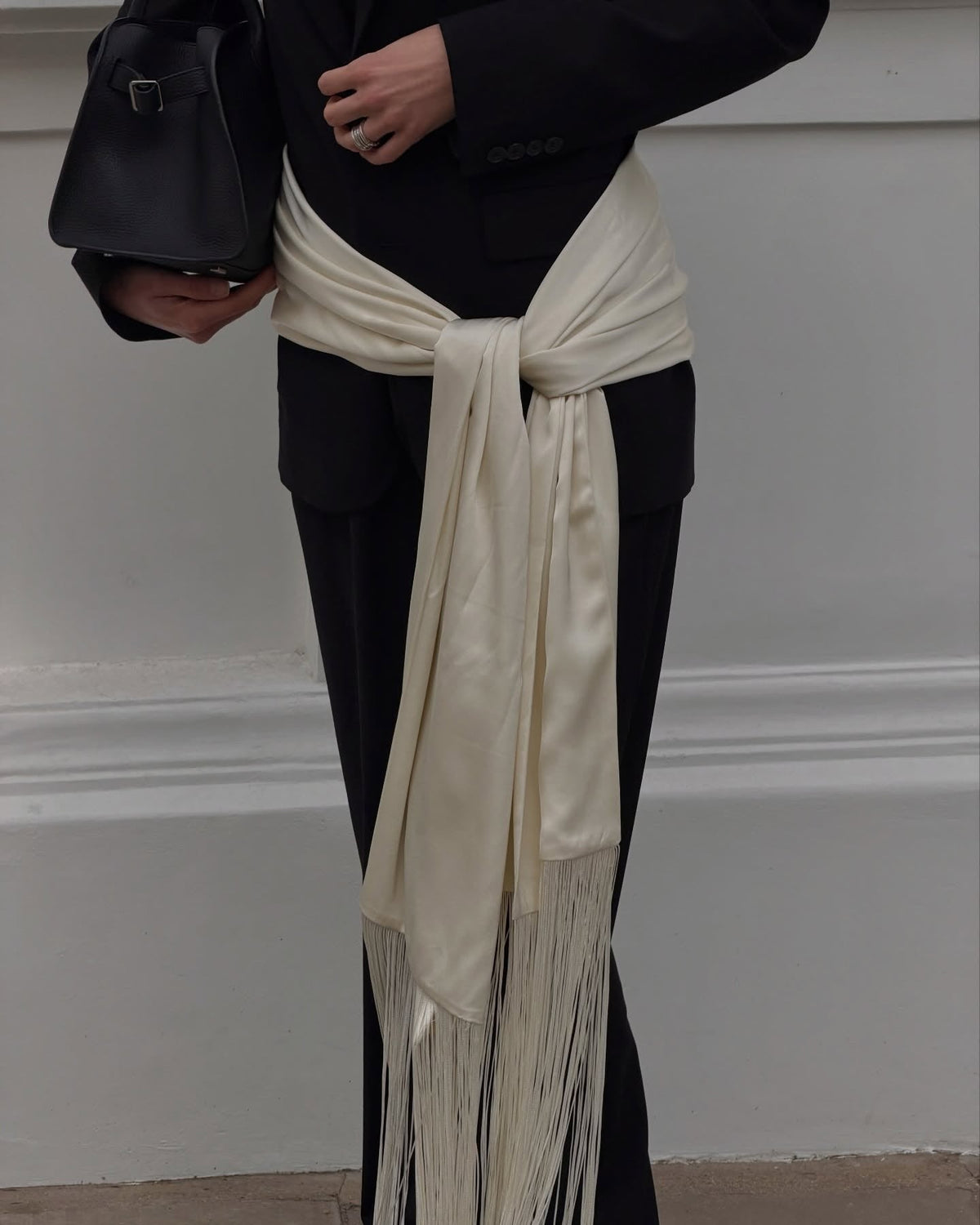 Isabelle Fringe Tassel Satin Scarf Belt