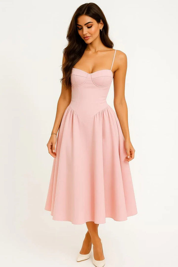 Vestido midi para convidadas de casamento Isabelle