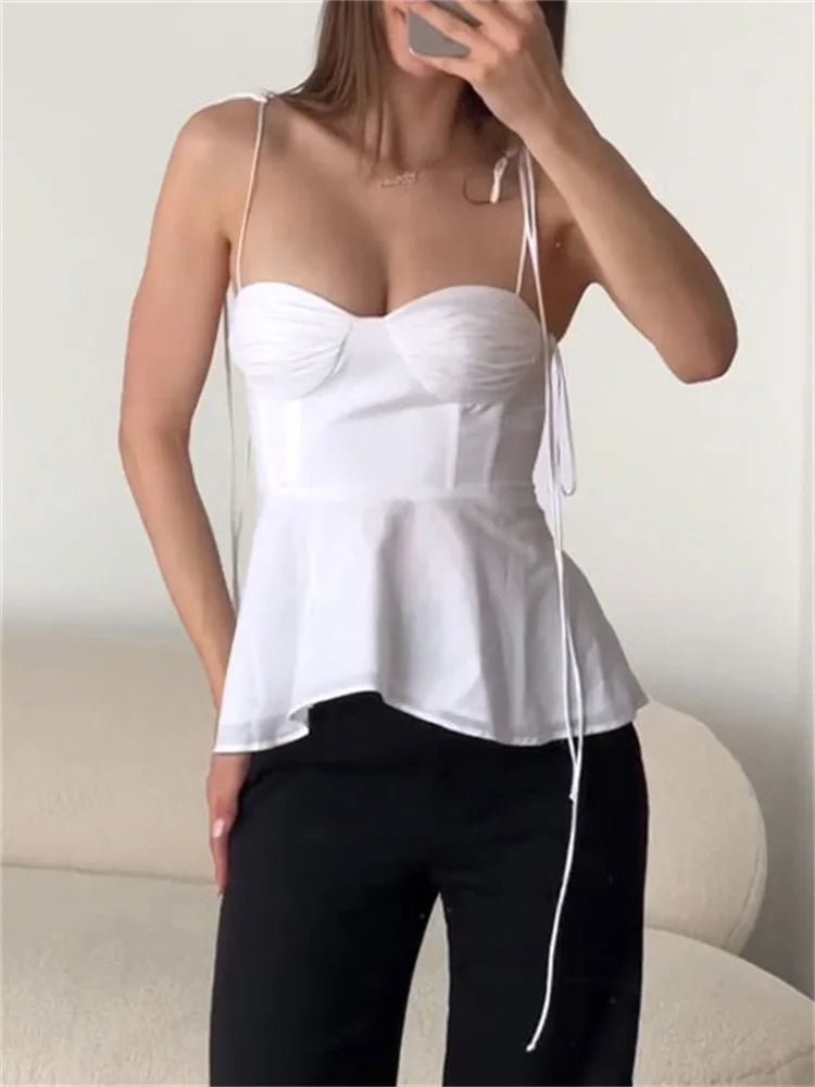 Top cami tipo corpete com peplum Jada