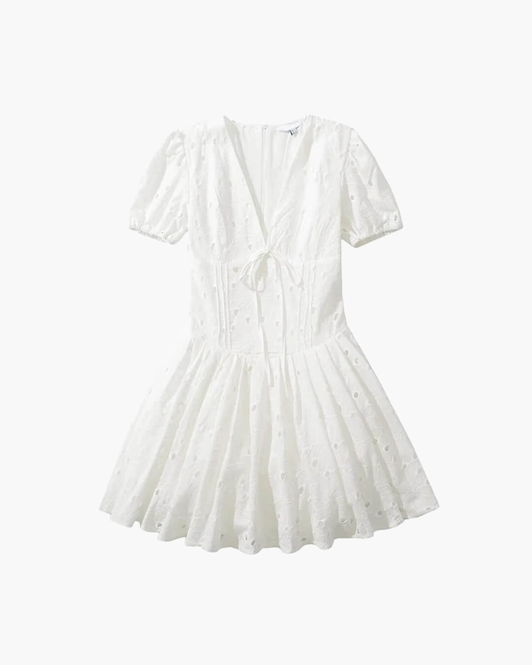 Vestido mini bordado com mangas balão Jane
