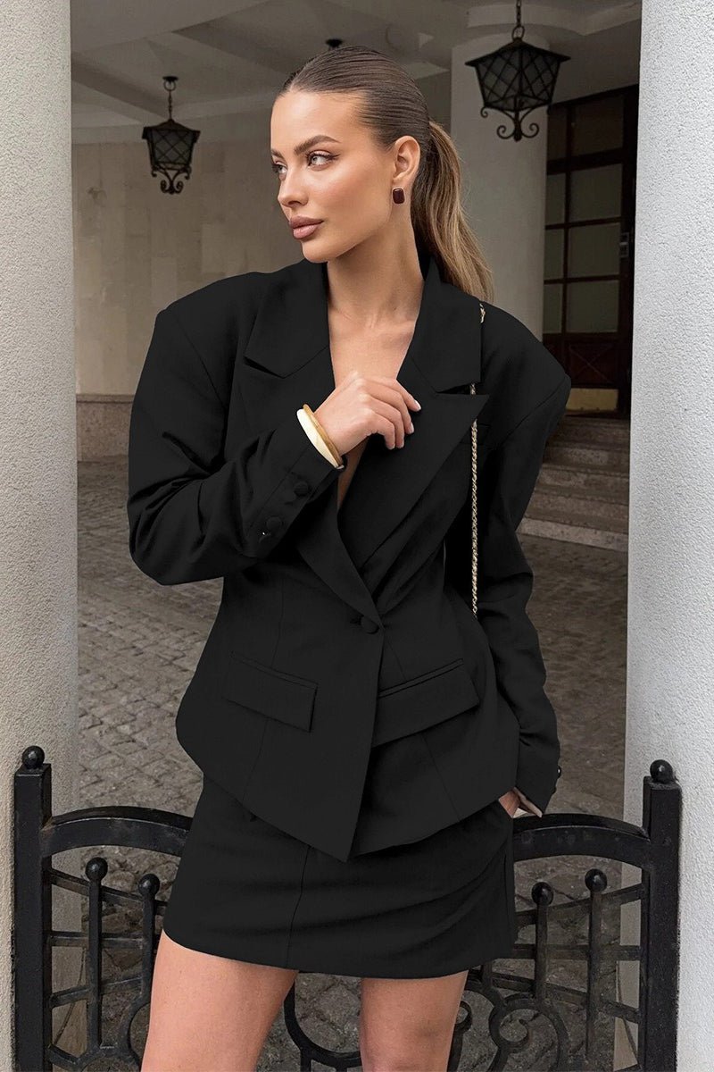 Blazer de um botão com gola tipo lenço Janna