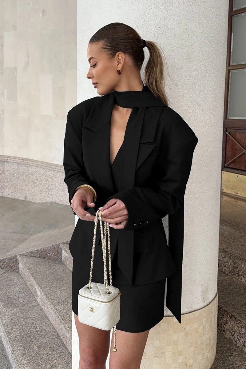 Blazer de um botão com gola tipo lenço Janna
