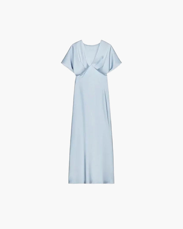 Vestido midi acetinado Janna com decote em V