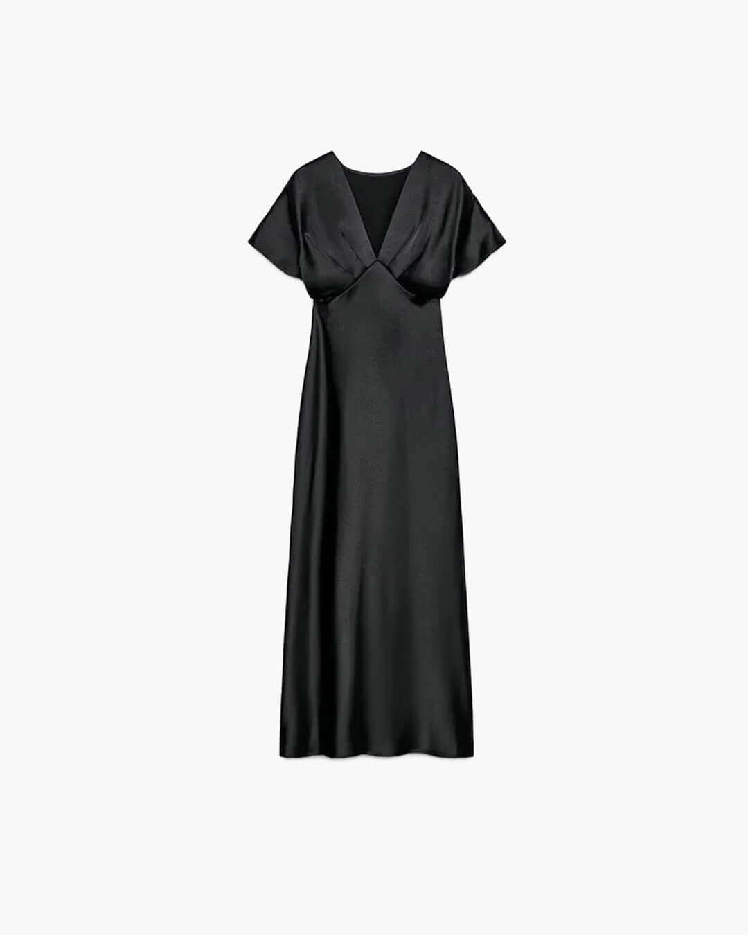 Vestido midi acetinado Janna com decote em V