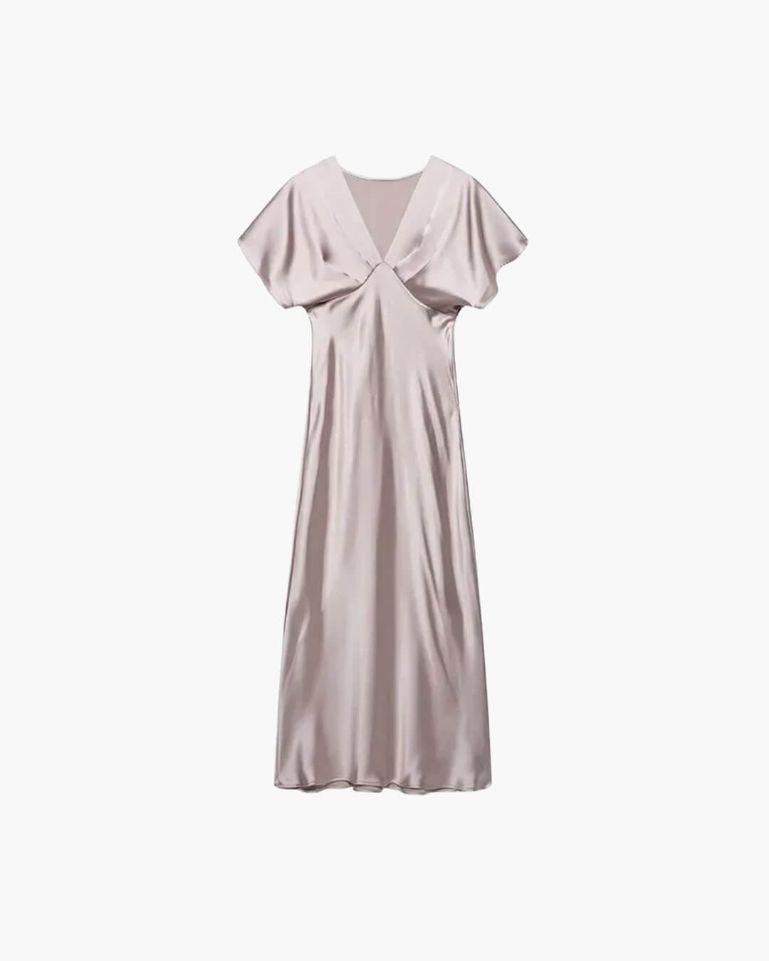 Vestido midi acetinado Janna com decote em V