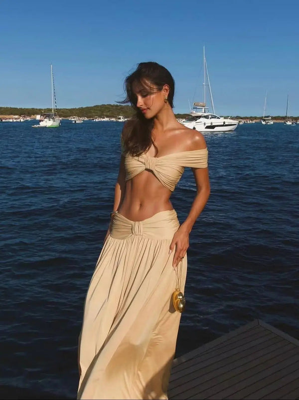 Conjunto de vestido de praia Janneke com decote halter